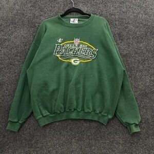 Vintage Green Bay Packers Logo Athletic Mens Large Green Embroidered Crewneck